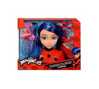 Tête a coiffer Deluxe Ladybug Marinette a Cheveux Noir pour Miraculous - 30 Pieces - Set Jouets Fille + Carte - Jouet Coiffure - Accessoires