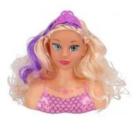 Tete a coiffer Princesse Sirene 18 cm, 6 accessoires - Cheveux blonds - Coiffure Fashion - Jouet Enfant - Set Poupee et Carte
