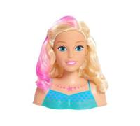 Tete a coiffer Sirene Princesse 18 cm et Accessoires Coiffure - Chevelure Blonde, meches colorees - Petit modele - Set Jouet et Carte