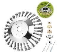 Tete Brosse Debroussailleuse, 200x25,4mm Brosse Débroussailleuse, Brosse Metallique pour Debroussailleuse, Tête Brosse Désherbage, Brosse à Désherber Ronde pour Élimination de Mousse Mauvaises Herbes