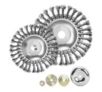 Tête Brosse Désherbage pour Débroussailleuse, Brosse à Désherber Ronde, Tete Brosse Debroussailleuse Universelle 25,4mm, Tête de Désherbage Fil d'acier avec 4 Accessoires（8 Pouce+6 Pouce）