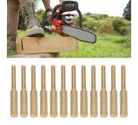 Tête D’Affûtage de Tronçonneuse, 12 pièces Tête de Meulage Plaquée Titane, Tige de 3 Mm, Meule D’Affûtage de Chaîne de 4,8 Mm, Meule D’Émeri, Foret Électrique