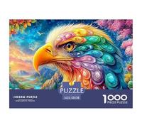 Tête d'aigle colorée avec des Plumes tourbillonnantes Puzzle De 1000 Pièces Eagle Cadeau d'anniversaire Parfait pour Enfants Et Adultes 52x38cm/1000pcs