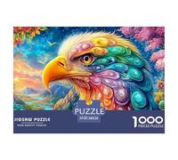 Tête d'aigle colorée avec des Plumes tourbillonnantes Puzzle De 1000 Pièces Eagle Loisirs Familiaux, Adultes Et Enfants 38x26cm/1000pcs