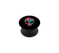 Tête d'alien Tie Dye Alien Face Psychédélique Étrange Sci-FI Fans PopSockets PopGrip Adhésif