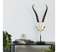 Tête d'antilope stand figure salon décoration résine synthétique crâne noir blanc Boltze 1009958