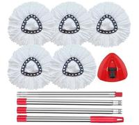 Tête de Balai compatibles avec Vileda Recharge Turbo 2 en 1-5 tête de Balai Microfibre avec 1 Base de Balai et 1 Manche de Balai