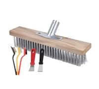 Tête de balai métallique, brosse de jardin en acier inoxydable, brosse à récurer en acier inoxydable, balai en métal avec douille pour manche en bois, balai de jardin pour terrasse, pierre, béton