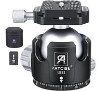 Tête de Balle à Profil Bas pour Trépied Diamètre 52MM ARTCISE LB52 Tout en Métal Usinage CNC avec Deux Plaques de Libération Rapide 1/4" pour Trépied, Monopode, DSLR, Caméscope,Charge Maximale 30kg