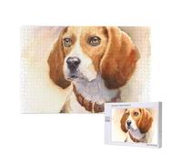 Tête de Beagle à l'aquarelle,Puzzle Familial en Bois de 1 000 pièces pour Adultes et Adolescents, décoration d'intérieur