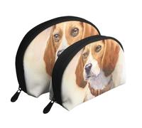 Tête de Beagle Aquarelle, Trousse de Maquillage Coquille Femme Petit Porte-Monnaie Trousse de Toilette Trousse à cosmétiques 2 pièces