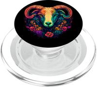 Tête de bélier vive avec Motifs Floraux PopSockets PopGrip pour MagSafe
