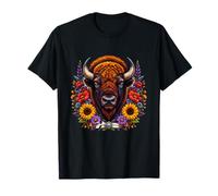 Tête de Bison colorée avec Tournesol T-Shirt