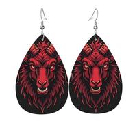Tête De Bouc Satanique Démon Baphomet Boucles D'Oreilles En Cuir Double Face Boucle D'Oreille Légères Pendantes Pour Quotidien Femme