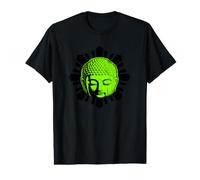 Tête de Bouddha Black Sun Vert Fluo T-Shirt Graphique avec Valeur