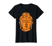 Tête de Bouddhiste de Sagesse Bouddhiste T-Shirt Graphique avec Valeur, Femme, Noir, L