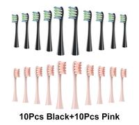 Tête De Brosse De Remplacement Pour Brosse À Dents Électrique Oclean,Poils Souples X/ X Pro/ Z1,Tête Remplaçable Adaptée Au Sonique O-Clean.10 Black 10 Pink