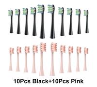 Tête De Brosse De Remplacement Pour Brosse À Dents Électrique Oclean,Poils Souples X/Xpro/ Z1,Tête Remplaçable Adaptée Au Sonique O-Clean.10 Black 10 Pink.