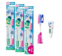 tête de brosse gum Playbrush JUNIOR 6+ | brosse à dents électrique | brins extra souples | 3x2 têtes | échantillon dentifrice JUNIOR | Rose