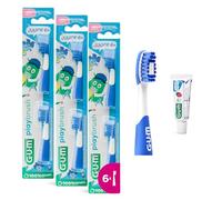 tête de brosse gum Playbrush JUNIOR 6+ | compatible avec brosse à dents électrique | brins extra-souples | 3x2 têtes | échantillon dentifrice JUNIOR | Bleu