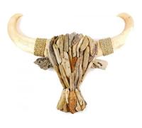 Tête de buffle en bois flotté 65cm Bois Brut