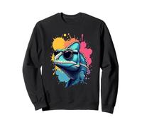 Tête de caméléon Cartoon avec Lunettes de Soleil Sweatshirt