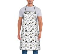 Tête De Carlin De Bouvier Français Tablier Pour Chef Doux Tablier Cuisine Homme Nouveauté Chef Tabliers Pour Café Barbecue Jardin 52X72Cm