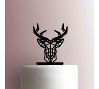 Tête de cerf géométrique - Décoration de gâteau en acrylique 12,7 cm de large/blanc