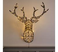 Tête de Cerf Lumineuse Studley en Rotin, Figurine de Noël à Piles