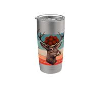 Tête de cerf traditionnel Bollenhut pompons rouges art Gobelet isotherme en acier inoxydable double paroi