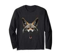 Tête de chacal en colère Rugissant Animal Sauvage Art du désert Manche Longue