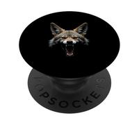 Tête de chacal en colère Rugissant Animal Sauvage Art du désert PopSockets PopGrip Adhésif