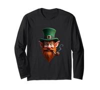 Tête de Chapeau Vert Visage Leprechaun Irlandais Art Manche Longue
