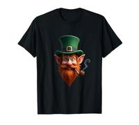 Tête de Chapeau Vert Visage Leprechaun Irlandais Art T-Shirt