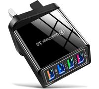 Tête de charge 12w 4 appareils Usb chargeur de téléphone portable 3a couleur nous / Eu Uk connecteur noir Shell UK