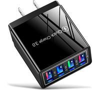 Tête de charge 12w 4 appareils Usb chargeur de téléphone portable 3a couleur nous / Eu Uk connecteur noir Shell US