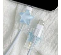 Tête de charge de téléphone en forme d'étoile 3D, câble de données USB avec protection antichoc, protecteur de câble, protecteur de chargeur Deux paquets,Violet (pack de deux),Rose (deux pièces),Jaune