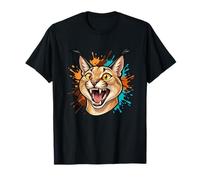 Tête de Chat de Dessin animé Crazy Caracal Color Splash T-Shirt
