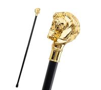 Tête de Cheval Cane Marche en Métal Plaqué Or - Bâton Style Gentleman pour Hommes et Femmes Âgés Collection, Déguisement Fête(Single Section)