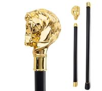 Tête de Cheval Cane Marche en Métal Plaqué Or - Bâton Style Gentleman pour Hommes et Femmes Âgés Collection, Déguisement Fête(Double Section)
