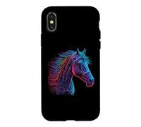Tête de Cheval colorée Style rétro aérographe Coque pour iPhone X/XS
