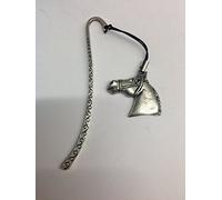 Tête de cheval E10 Marque-page Motif cheval et cavalier avec cordon 3D Anglais étain Charme