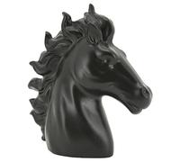 Tête de cheval en résine teintée noire, décoration cheval résine noire, sculpture tête de cheval, déco animal, tête de cheval design, statue cheval intérieur sculpture, déco salon équestre