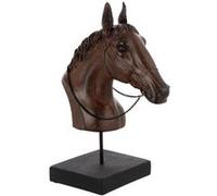 Tête de Cheval sur Socle "Ronny" 29cm Marron Foncé Marron