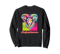 Tête de chèvre Capricorne Néon Rétro Design Zodiaque Amoureux de chèvre Sweatshirt