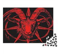 Tête de chèvre Rouge Illustration Fantastique sombre1000 Pièces, Puzzle Impossible pour Adultes, Cadeaux, pour Enfants52x38cm/1000pcs