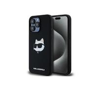 CG MOBILE Karl Lagerfeld KLHMP15LSCHPPLK Coque pour iPhone 15 Pro 6,1" Noir Coque Rigide en Silicone Tête de Choupette