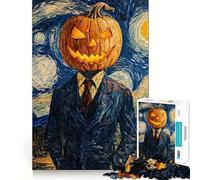 Tête de Citrouille sous Un Ciel étoilé Puzzle de 1000 pièces pour Adolescents Jeu de réflexion Jouet à Partager Découpe Nette (50x75cm)