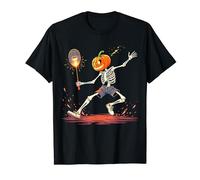 Tête de citrouille Squelette Badminton Halloween Sports T-Shirt