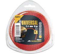 Tête de coupe Universal NLO014 : Fil de rechange pour débroussailleuse, longueur 15 m, fil Ø 2,4 mm, nylon résistant à la déchirure, accessoire d’origine McCulloch (n° art. 00057-76.163.14)